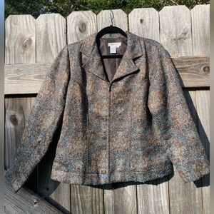 Coldwater Creek Tweed Blazer - Brown, gold, and Blue Size M